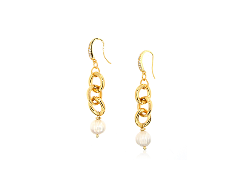 Orecchini in ottone galvanica oro con perle barocche