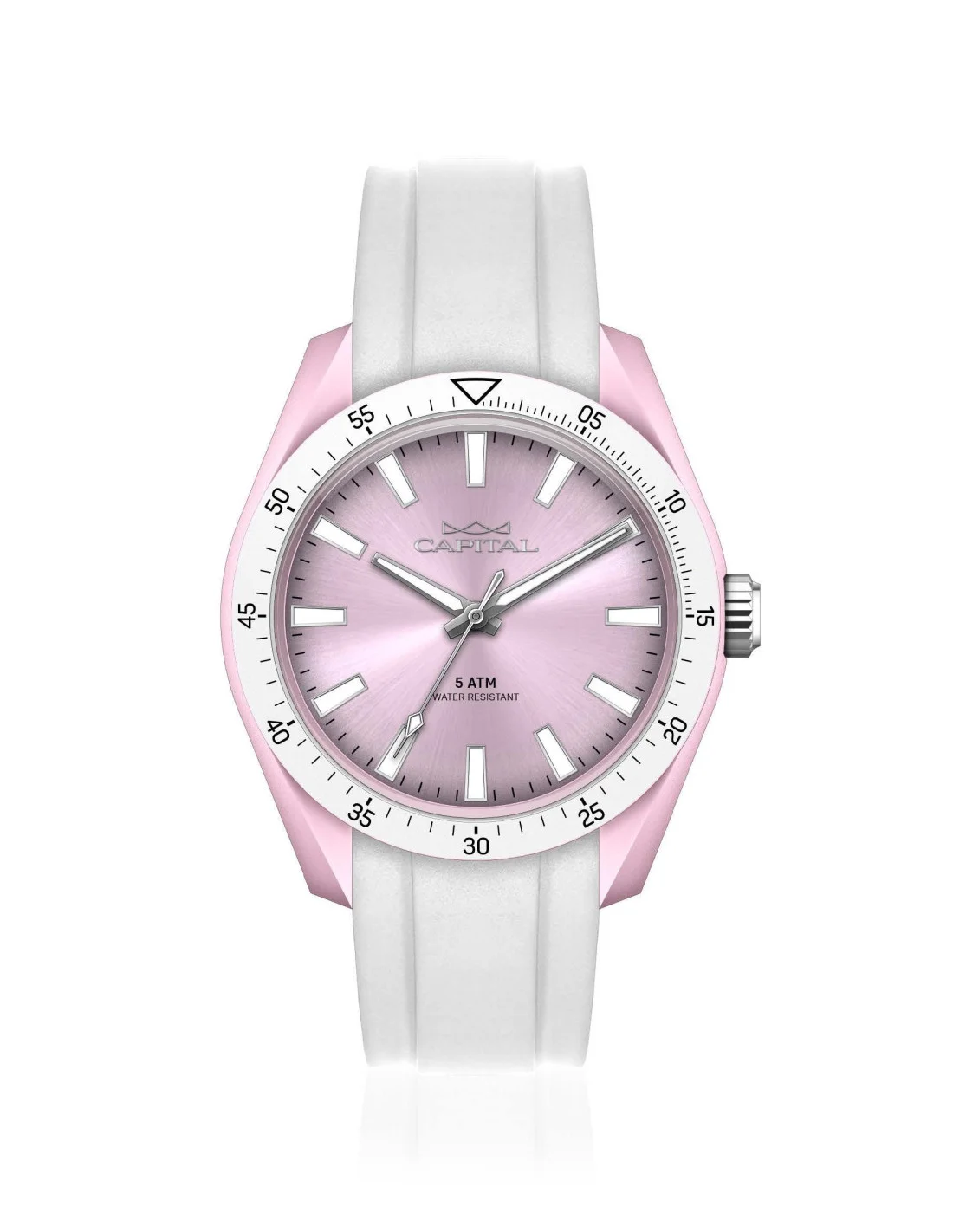 Orologio Uomo Capital Flow AP003-02 - Quadrante Rosa, Cassa 42mm, Cinturino Bianco